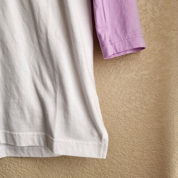 Victoria's secret PINK white and purple shirt 3/4 sleeve Size XS-Medium - Picture 6 of 10